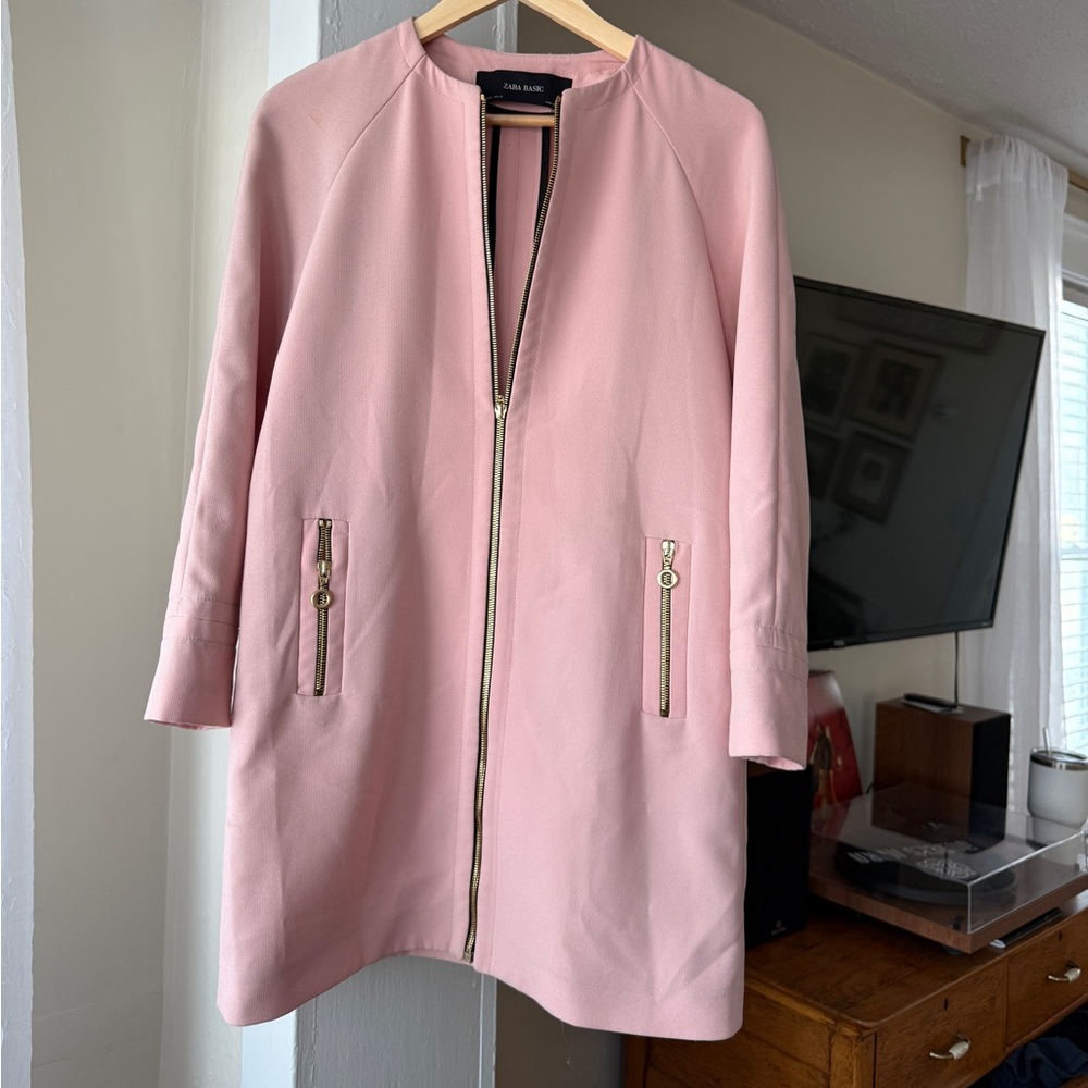 Zara Pink Zip-Front Coat